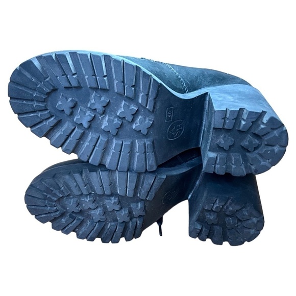 ASH Black Genuine Leather Poker Lace Up Motorcycle Ankle Combat Boot Sz 9 - Picture 6 of 10